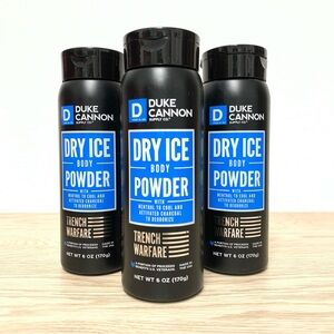 Duke Cannon Dry Ice Body Powder x3 WITH‎ TALC Cooling Menthol Deodorizing 12-Hr